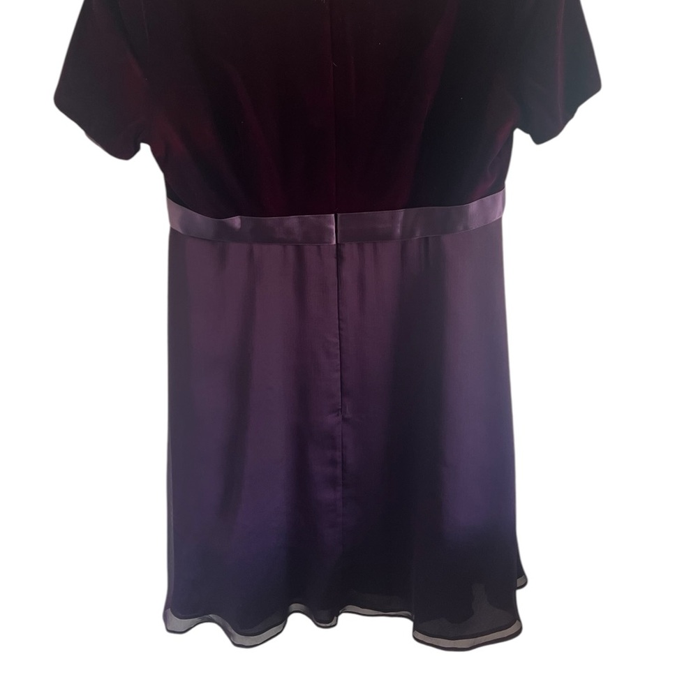 Liz Claiborne Night Purple Velvet & Satin Empire-Waist Dress - Picture 2 of 4